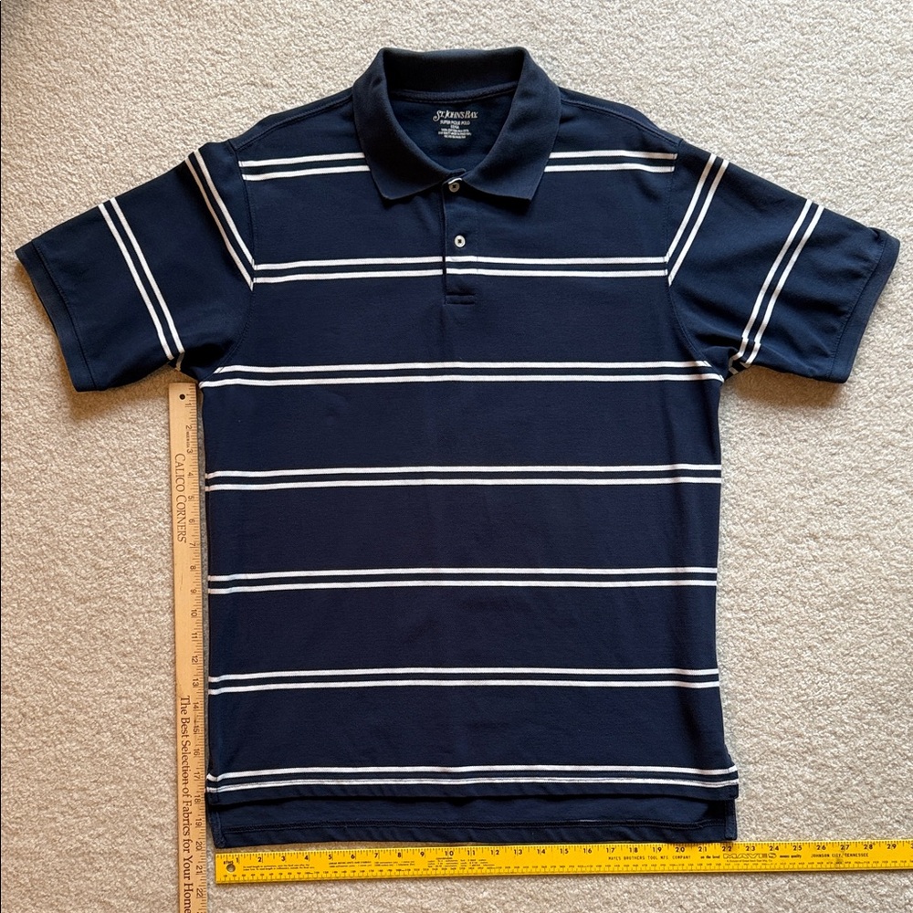 St. John's Bay Men's Polo Shirt in Navy and White Stripes